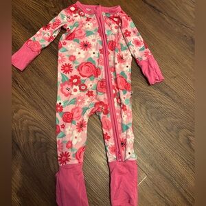 Birdies Pink Floral Kids Footie Bamboo